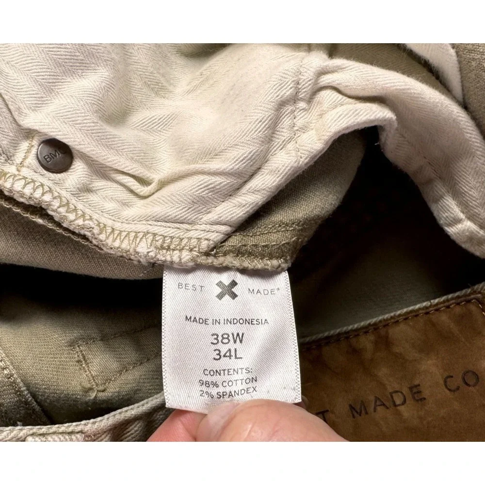 Best Made Co Straight Leg Twill Chino Pants Men's 37x31 Tan Beige Khaki Stretch